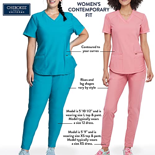 Cherokee Women's V-Neck Scrubs Top, Navy - Image 3