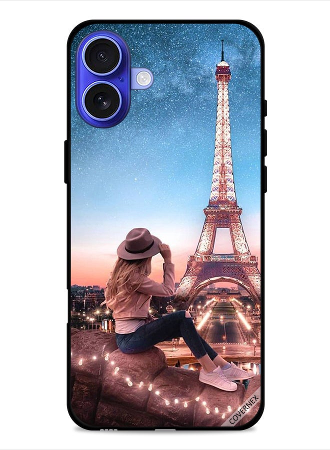 Covernex Apple iPhone 16 Protective Case Cover Hat Girl & Eiffel Tower - Image 1