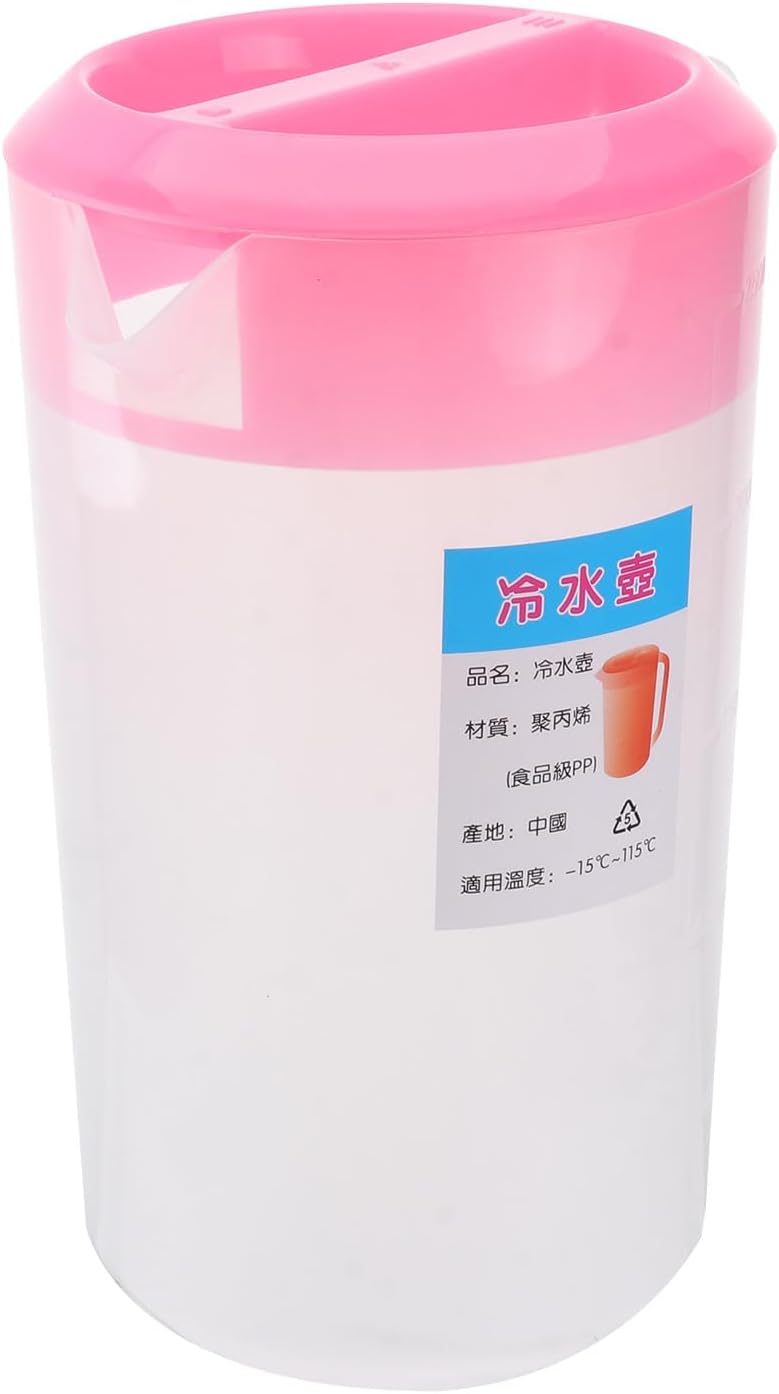 ABOOFAN Large Capacity 2.5l Plastic Measuring Pitcher with Lid Pink Cold Water Kettle for Iced Tea Lemonade and Juice Serving - Image 1