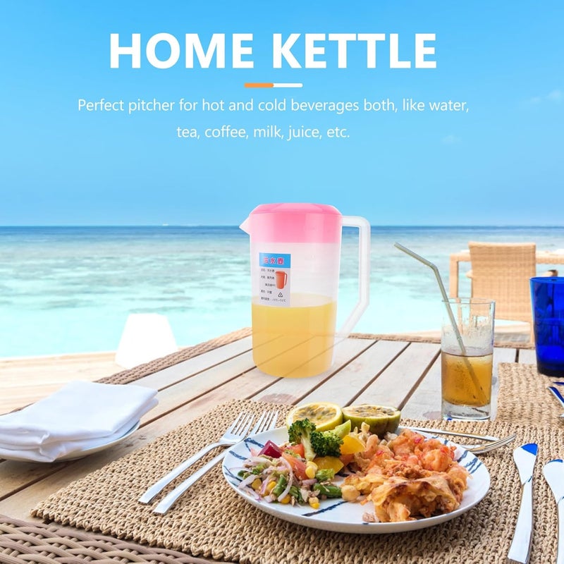 ABOOFAN Large Capacity 2.5l Plastic Measuring Pitcher with Lid Pink Cold Water Kettle for Iced Tea Lemonade and Juice Serving - Image 5