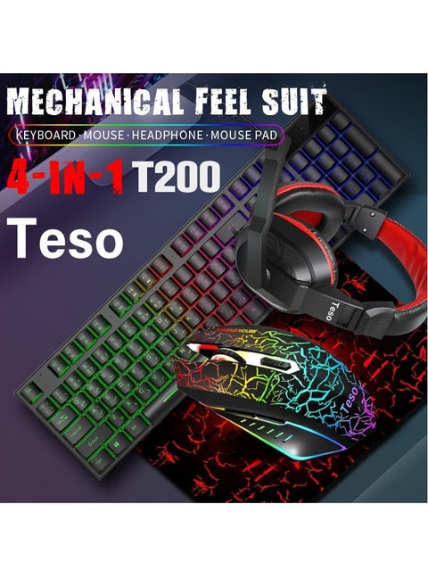 Tissot T200 black keyboard + mouse + headset + mousepad set