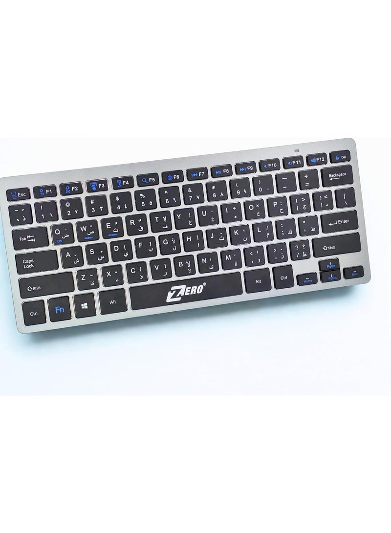 زيرو لوحة مفاتيح غشائية لاسلكية ZR-3060، تصميم مريح بإطار نحيف، مفاتيح عربية وإنجليزية، لوحة مفاتيح لاسلكية بتردد 2.4 جيجاهرتز لأجهزة الكمبيوتر المحمولة والشخصية - أسود - Image 1