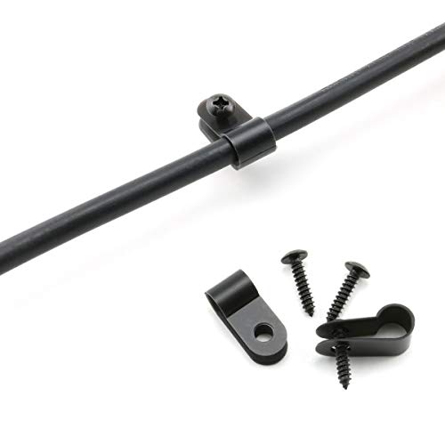 heyous 100pcs 1/4 inch (6.4mm) R-Type Cable Clamp Nylon Wire Hose Tube Fastener Fixed Cable Tie Mount Organizer Holder R Type Cable Clip with Mounting Screw Black - Image 2