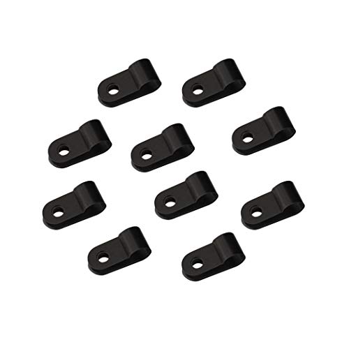 heyous 100pcs 1/4 inch (6.4mm) R-Type Cable Clamp Nylon Wire Hose Tube Fastener Fixed Cable Tie Mount Organizer Holder R Type Cable Clip with Mounting Screw Black - Image 4
