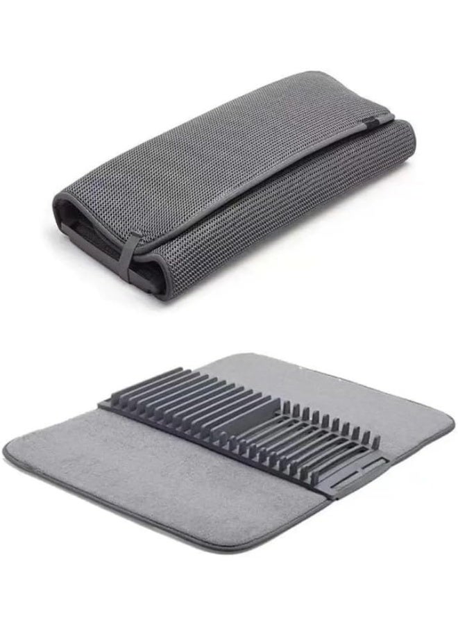 Durable Kitchen Draining Pad, Dish Drainer and Drying Rack for Kitchen, Plastic Microfiber Dish Drying Mat with Dish Rack for Table Decoration, 44 x 20 cm, Home Kitchen Supplies  - Image 1