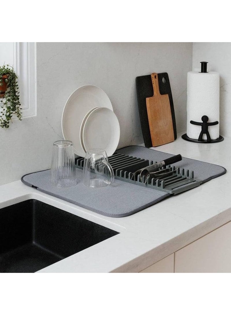 Durable Kitchen Draining Pad, Dish Drainer and Drying Rack for Kitchen, Plastic Microfiber Dish Drying Mat with Dish Rack for Table Decoration, 44 x 20 cm, Home Kitchen Supplies  - Image 2