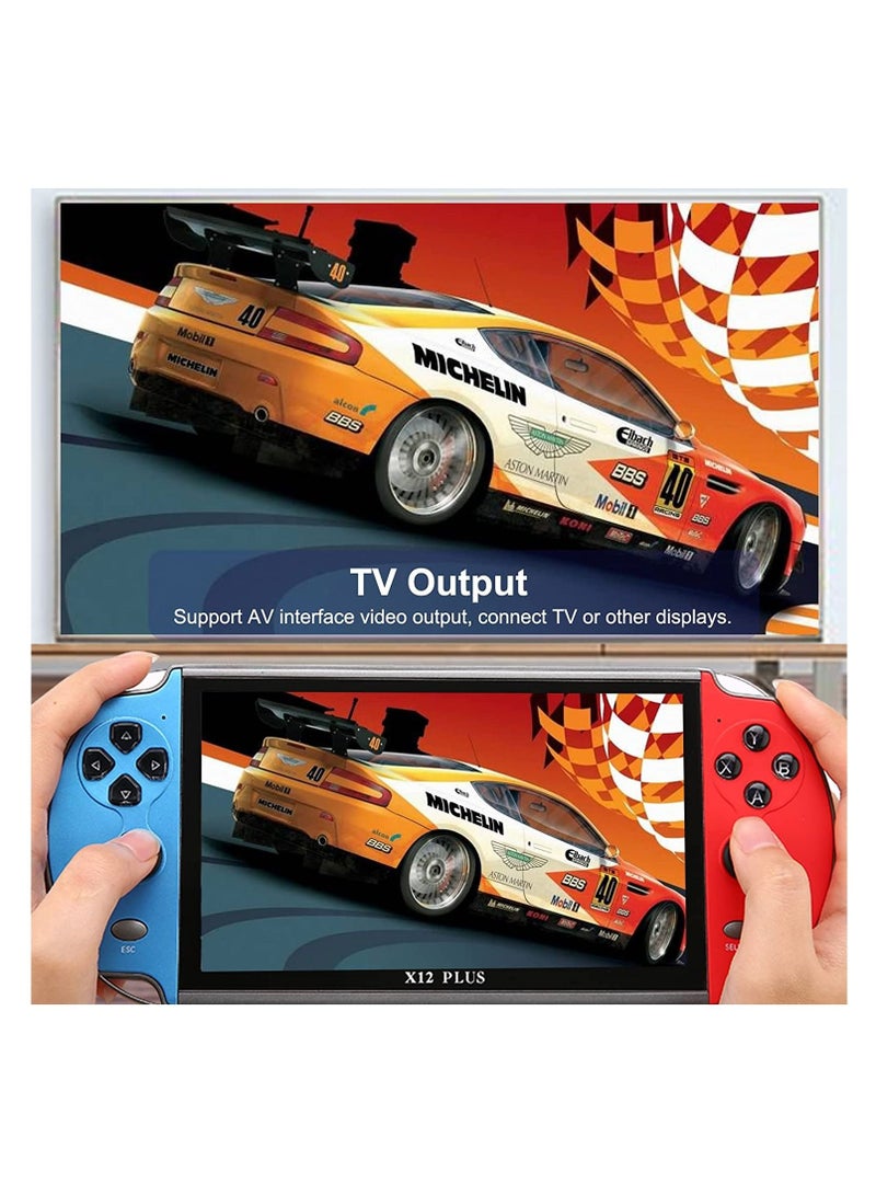 Video Game Console, X12 Plus 7 inch, Built in 7000 Games, 16GB Handheld Double Joystick Game Controller, Spupport AV Output, TF Card, Music E-book
