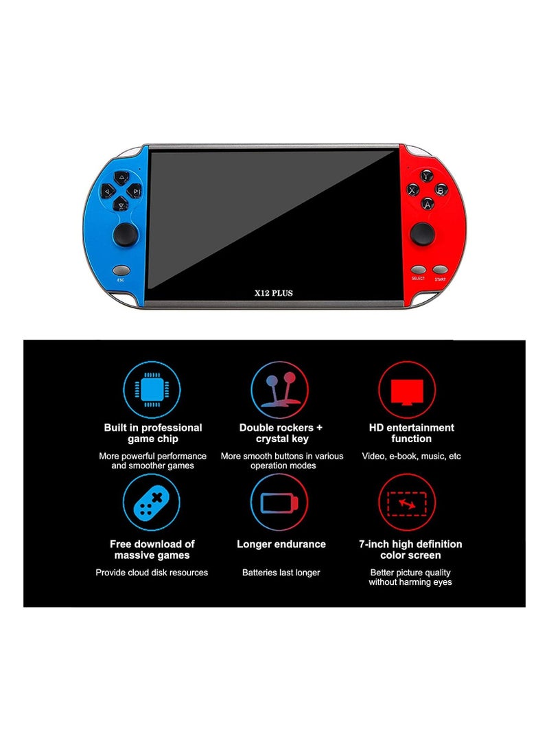 Video Game Console, X12 Plus 7 inch, Built in 7000 Games, 16GB Handheld Double Joystick Game Controller, Spupport AV Output, TF Card, Music E-book