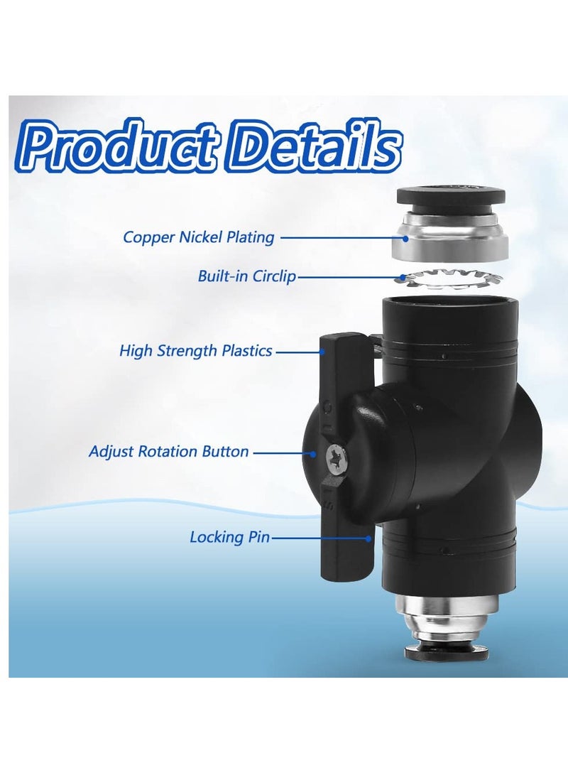 10mm Pneumatic Push-in Connector, Black Manual Valve, Straight Union Ball Valve for Air Flow Control, Quick Connect Pneumatic Connector for Efficient Air Flow Management. - Image 2