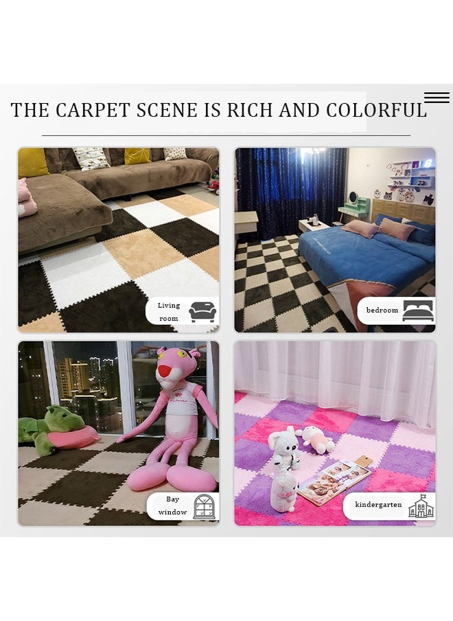 Generic - Black Plush Puzzle Foam Floor Mat for Kids Thick Interlocking Fluffy Tiles with Border Square Rug Split Joint Soft Climbing Carpet Mats Area Rug for Room Floor - Image 1