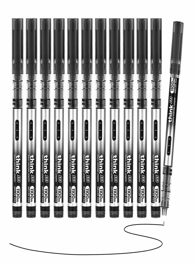 BASUNOCL 12 Pcs Fine Point Pen Liquid Rollerball Pens, 0.5mm Black Ink Pens Ultra Fine Point Pens Smooth Writing for Journaling, Note Taking, Office Student School Supplies - Image 1