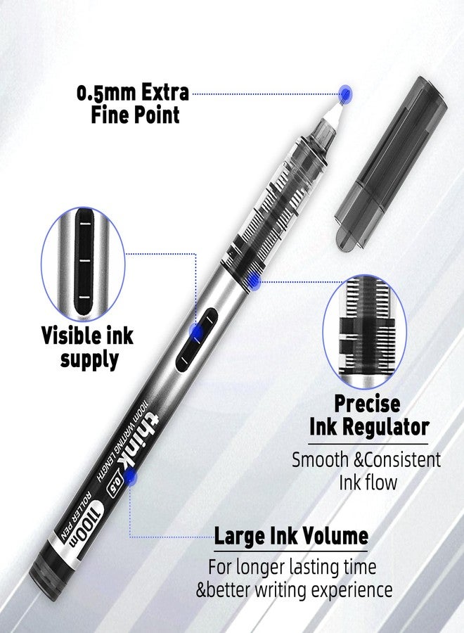 BASUNOCL 12 Pcs Fine Point Pen Liquid Rollerball Pens, 0.5mm Black Ink Pens Ultra Fine Point Pens Smooth Writing for Journaling, Note Taking, Office Student School Supplies - Image 2