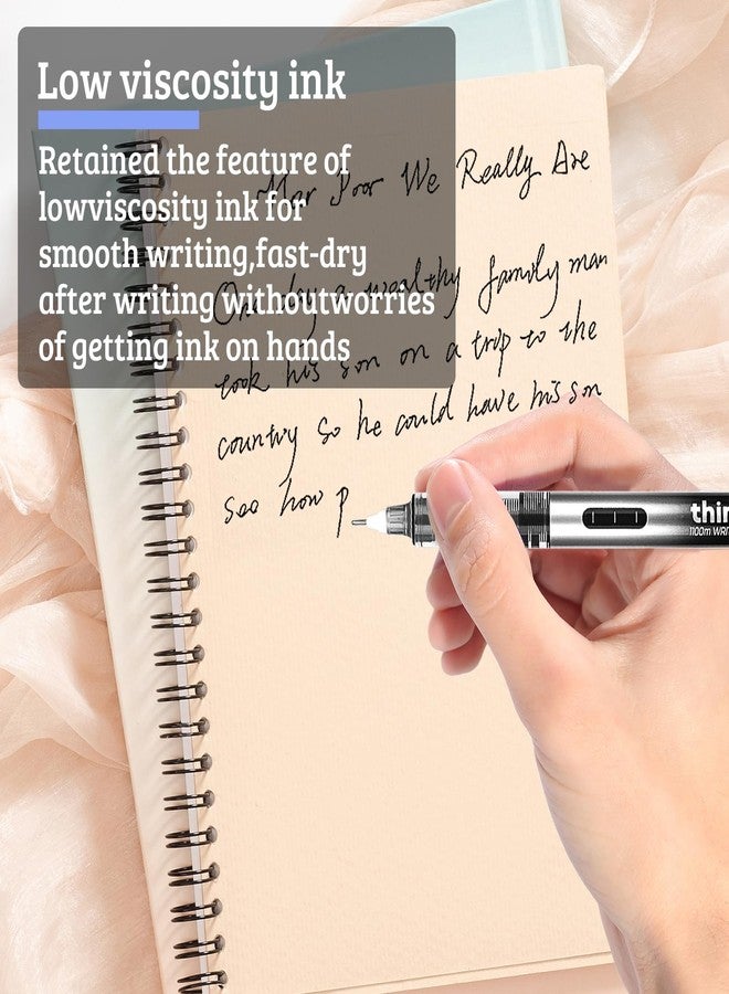 BASUNOCL 12 Pcs Fine Point Pen Liquid Rollerball Pens, 0.5mm Black Ink Pens Ultra Fine Point Pens Smooth Writing for Journaling, Note Taking, Office Student School Supplies - Image 4