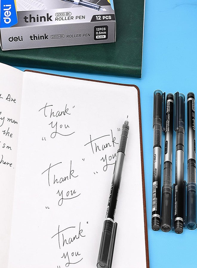 BASUNOCL 12 Pcs Fine Point Pen Liquid Rollerball Pens, 0.5mm Black Ink Pens Ultra Fine Point Pens Smooth Writing for Journaling, Note Taking, Office Student School Supplies - Image 3