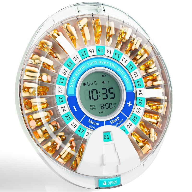 Windtrace Automatic Pill Dispenser for Elderly, Electronic Monthly Pill Organizer with Alarm & Light, 28 Day Smart Lock Medication Dispenser, Timed Pill Dispenser Machine for Prescriptions & Vitamins - Image 1
