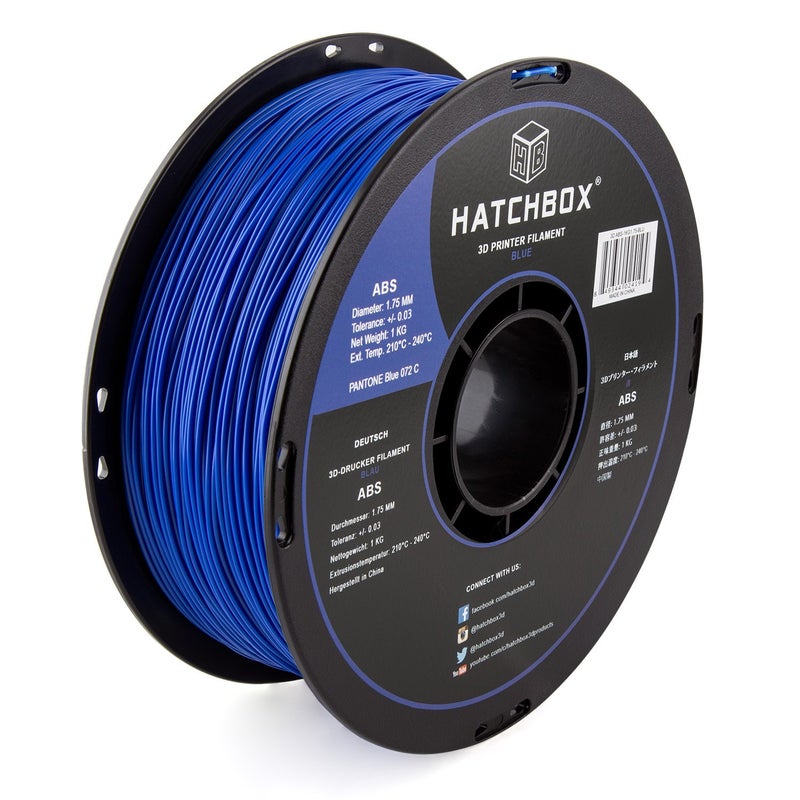 HATCHBOX ABS 3D Printer Filament Dimensional Accuracy 03 mm 1 kg Spool 175 mm Blue