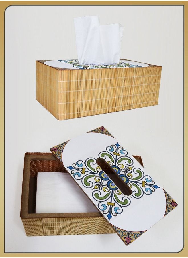 DBLEW Arabic Tissue Box Holder Vintage Design Rectangle Facial Wipes Dispenser Dryer Sheet Wet Toilet Roll Paper Storage Container Restaurant Napkin Case For Room Kitchen Bathroom Vanity Countertops Desks  - Image 5