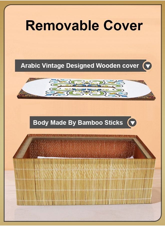 DBLEW Arabic Tissue Box Holder Vintage Design Rectangle Facial Wipes Dispenser Dryer Sheet Wet Toilet Roll Paper Storage Container Restaurant Napkin Case For Room Kitchen Bathroom Vanity Countertops Desks  - Image 2