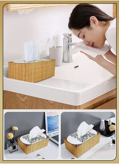 DBLEW Arabic Tissue Box Holder Vintage Design Rectangle Facial Wipes Dispenser Dryer Sheet Wet Toilet Roll Paper Storage Container Restaurant Napkin Case For Room Kitchen Bathroom Vanity Countertops Desks  - Image 3