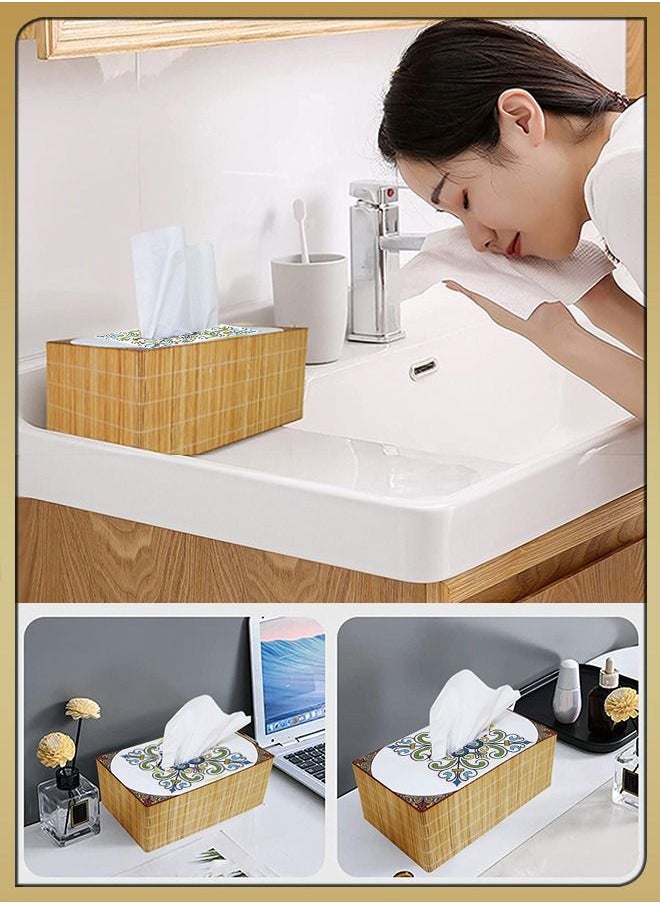 DBLEW Arabic Tissue Box Holder Vintage Design Rectangle Facial Wipes Dispenser Dryer Sheet Wet Toilet Roll Paper Storage Container Restaurant Napkin Case For Room Kitchen Bathroom Vanity Countertops Desks  - Image 3