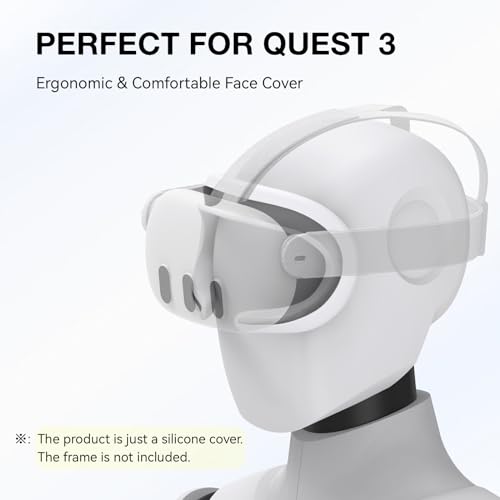 APEXINNO VR Silicone Face Pad Cover for Meta Quest 3 Original Headset Accessories,Oculus/Meta Quest 3 Accessories VR Face Cushion Pad Mask for Original Headset Face Pad (White) - Image 3