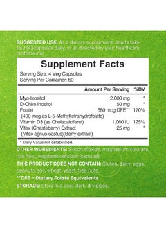 DEAL SUPPLEMENT Myo-Inositol & D-Chiro Inositol Supplement (40:1) 2,050Mg Per Serving, 240 Veggie Capsules – With Folate, Vitamin D3, & Vitex Complex – Women Health Supplements – Non-Gmo  - Image 2
