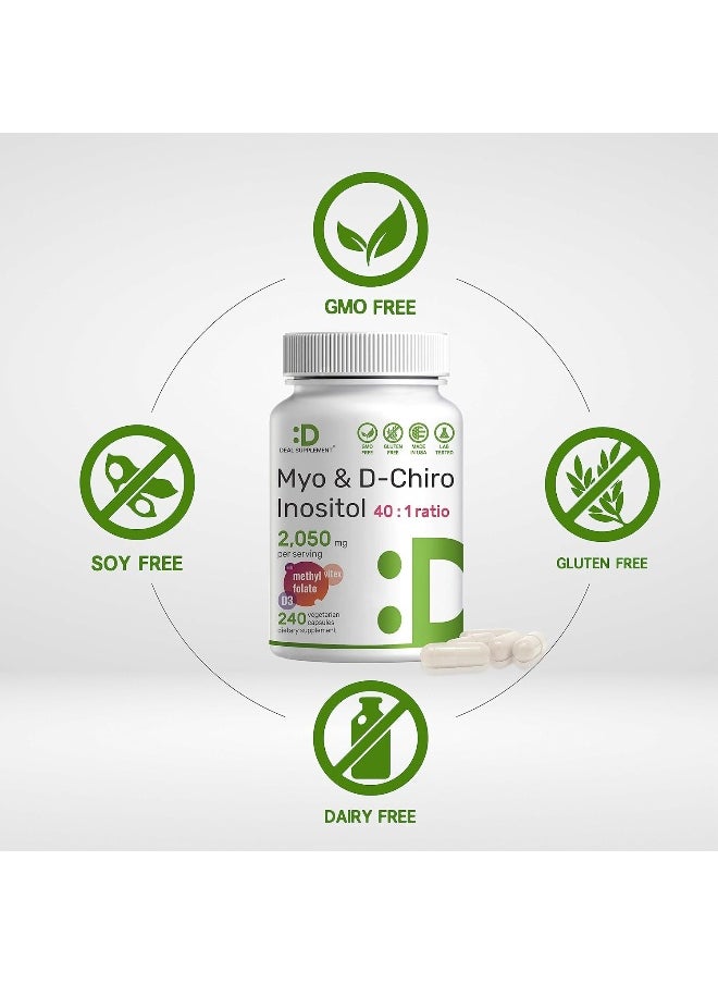 DEAL SUPPLEMENT Myo-Inositol & D-Chiro Inositol Supplement (40:1) 2,050Mg Per Serving, 240 Veggie Capsules – With Folate, Vitamin D3, & Vitex Complex – Women Health Supplements – Non-Gmo  - Image 3