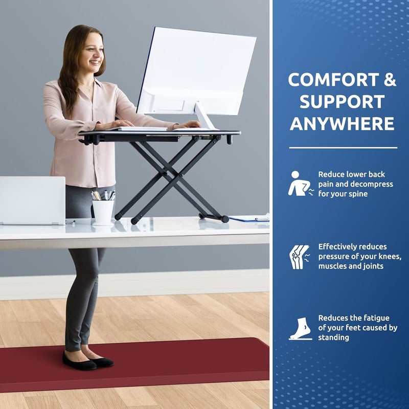 KitchenClouds Kitchen Mat Cushioned Anti Fatigue Kitchen Rug 0.8inch Waterproof Non Slip Kitchen Rugs and Mats Standing Desk Mat Comfort Floor Mats for Kitchen Sink Office (17.3"x60",Red) - Image 4