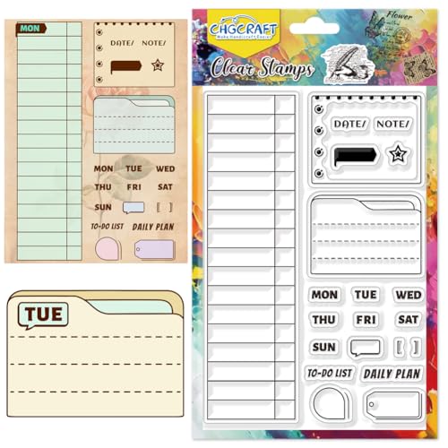 CHGCRAFT Date Table Clear Stamp Transparent to-Do List Handicraft Schedule Stamps for DIY Scrapbooking Photo Album Decorative Cards Making, Mixed Shapes, 6.3x4.3inch - Image 1