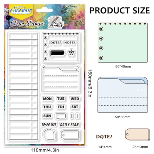 CHGCRAFT Date Table Clear Stamp Transparent to-Do List Handicraft Schedule Stamps for DIY Scrapbooking Photo Album Decorative Cards Making, Mixed Shapes, 6.3x4.3inch - Image 2