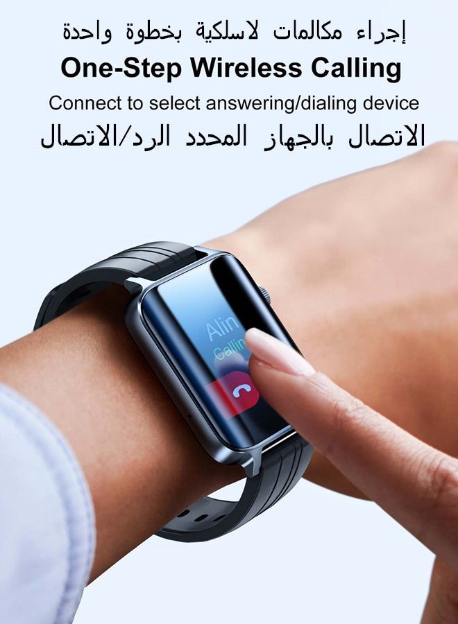 جوي روم ساعة ذكية بشاشة كبيرة منحنية بحجم 1.85 بوصة، سعة بطارية 300.0 مللي أمبير، متتبع لللياقة البدنية، تحتوي على 107 وضعية رياضية، تراقب معدل ضربات القلب ونومك وعداد الخطوات والصحة، مقاومة للماء بمعيار IP68، مناسبة للرجال والنساء، متوافقة مع هواتف iPhone وأجهزة Android رمادي 300 mAh - Image 3