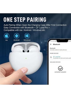 Sthxyfaith Pro 6 Wireless Bluetooth Earphones, High-Resolution Sound, Intelligent Audio Connection, Immersive Sound, Noise Cancelling In-Ear Headphones, Compatible with Huawei / iPhone/ Android Phone, White  - Image 2