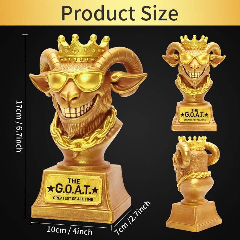Freetoes The Goat Trophy Award,G.O.A.T Greatest of All Time Funny Trophies for Adults,Large Goat Decor Awards and Trophies Office Desk,Fantasy Football Trophy Best Player Gifts - Image 2