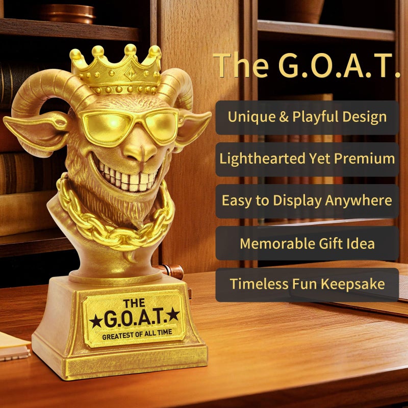 Freetoes The Goat Trophy Award,G.O.A.T Greatest of All Time Funny Trophies for Adults,Large Goat Decor Awards and Trophies Office Desk,Fantasy Football Trophy Best Player Gifts - Image 3