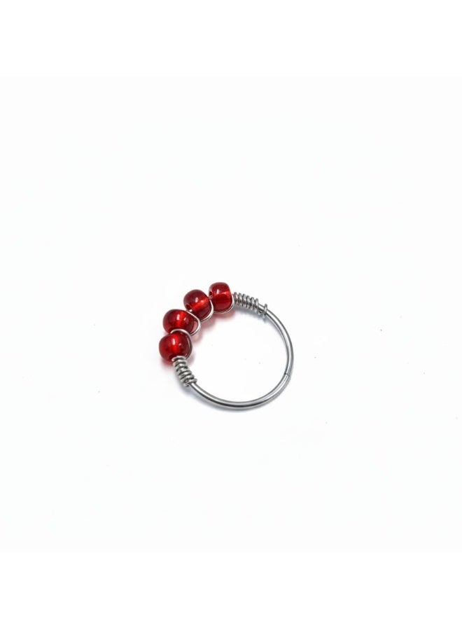 Spaceshoop Nose Ring Hoop Stainless Steel Wire Wrapped Nose Piercing Nose Jewelry for Women Various Colors and Styles Handmade Boho Beaded Piercing Accessory - Image 1