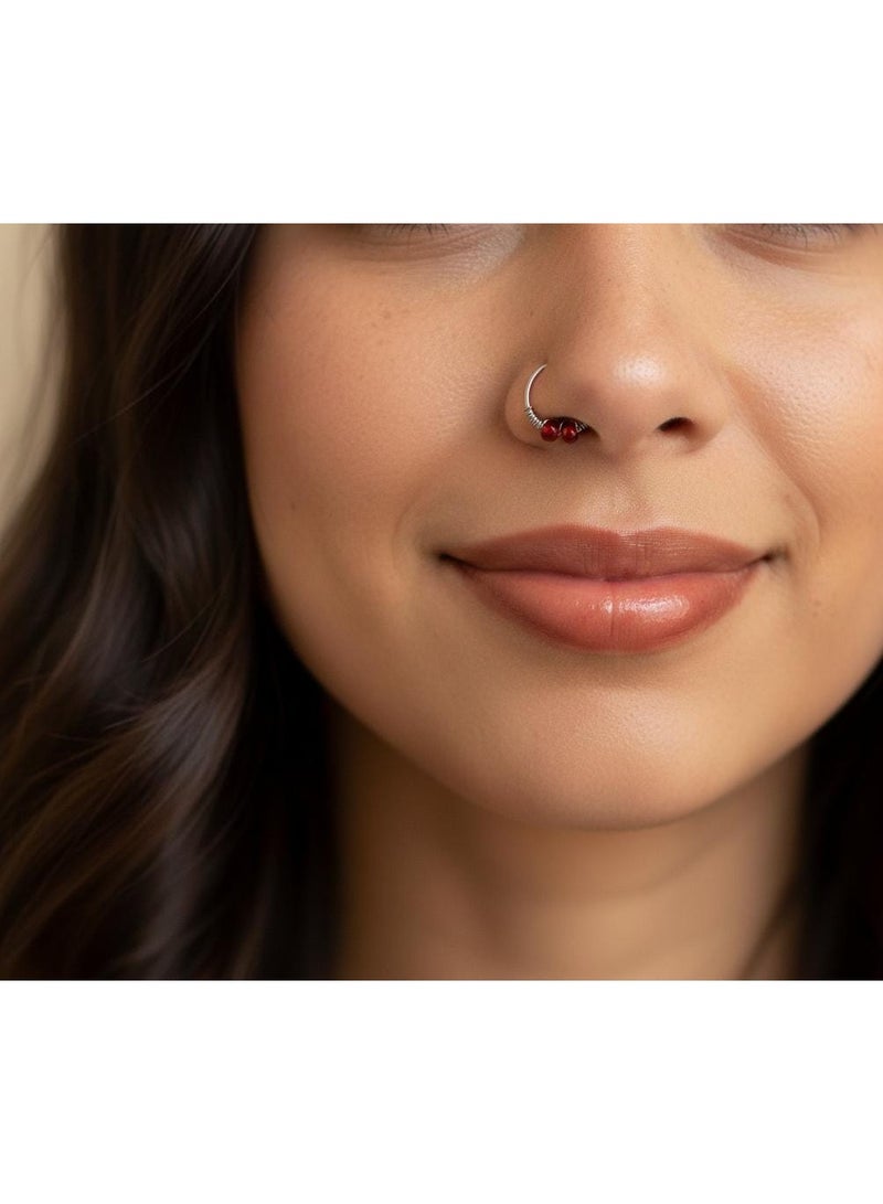 Spaceshoop Nose Ring Hoop Stainless Steel Wire Wrapped Nose Piercing Nose Jewelry for Women Various Colors and Styles Handmade Boho Beaded Piercing Accessory - Image 2