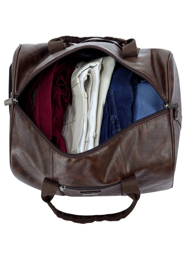 Hard Craft Square Textured PU Leather Stylish Duffle Bags Cabin Size Airline Friendly 35L Luxury Medium Size Travel Duffel Bag for Men and Women Rust (Brown) - Image 5