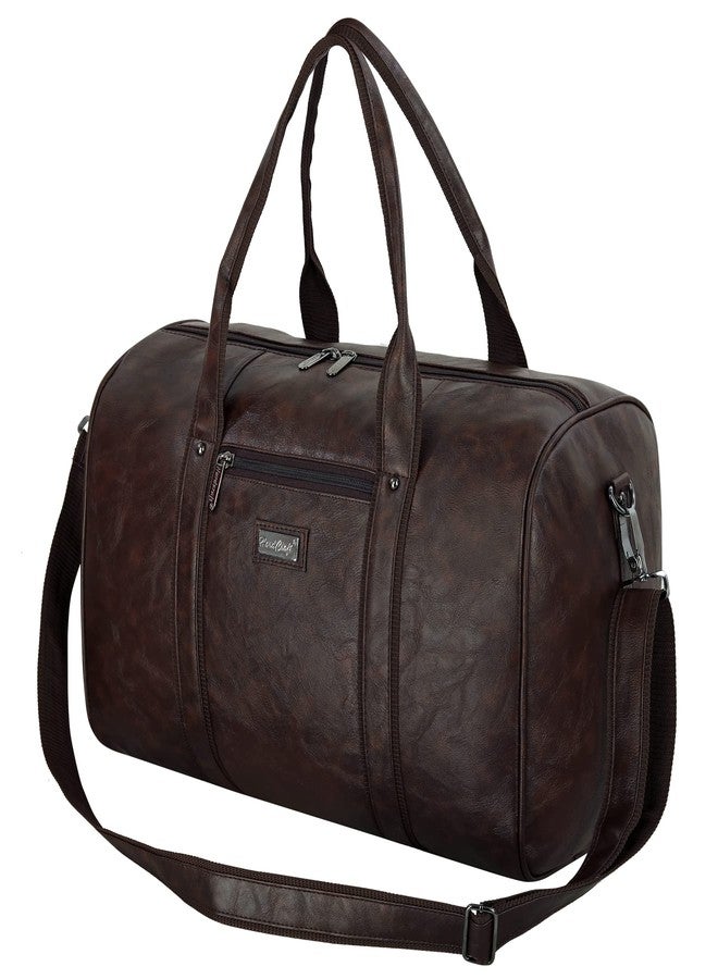 Hard Craft Square Textured PU Leather Stylish Duffle Bags Cabin Size Airline Friendly 35L Luxury Medium Size Travel Duffel Bag for Men and Women Rust (Brown) - Image 4