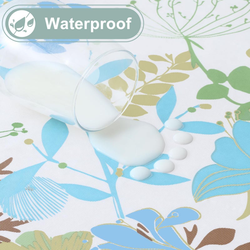 misaya Rectangle Waterproof Vinyl Table Cloth, Wipeable Tablecloth with Flannel Backing, Plastic Table Cover for Dinner, Picnic, Indoor and Outdoor (Leaves, 60" x 84") - Image 2