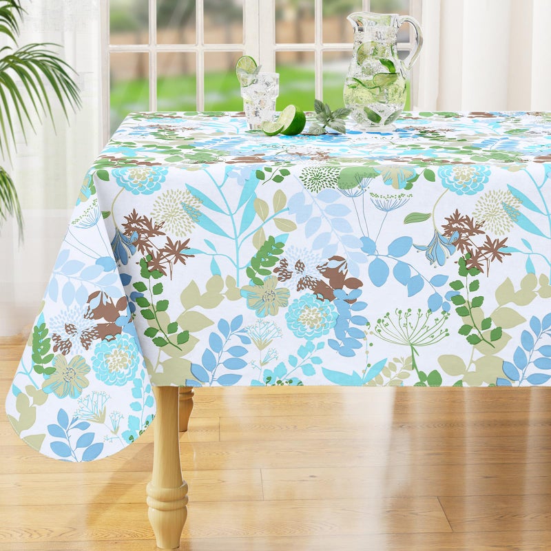 misaya Rectangle Waterproof Vinyl Table Cloth, Wipeable Tablecloth with Flannel Backing, Plastic Table Cover for Dinner, Picnic, Indoor and Outdoor (Leaves, 60" x 84") - Image 1
