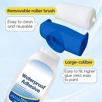 JAMBUVANTI Clear Waterproof Coating Agent Water-Based Roller Waterproof Sealant Long LastingTransparent Leak-Free Glue Metal, Bricks, Concrete, Wood, Tiles, Roller Invisible Waterproof Glue Roof Adhesive  - Image 5