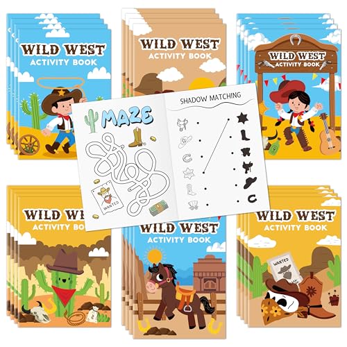 JAPBOR Western Cowboy Coloring Books 24PCS Mini Wild West Theme Activity Color Book Bulk for Kid Party Favors Cowgirl Horse Small Colouring Pages for Birthday Gifts Class Drawing Painting Game - Image 1