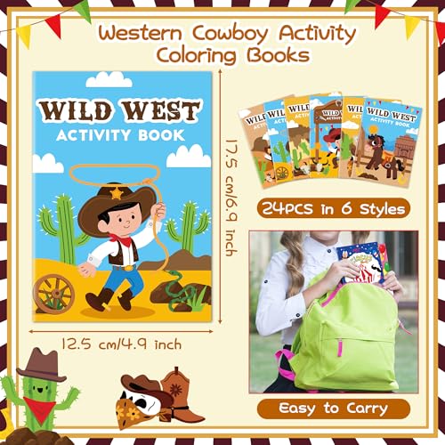 JAPBOR Western Cowboy Coloring Books 24PCS Mini Wild West Theme Activity Color Book Bulk for Kid Party Favors Cowgirl Horse Small Colouring Pages for Birthday Gifts Class Drawing Painting Game - Image 5