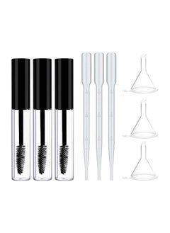 Black Fiber Lash Extension Mascara 3ml Empty Tube Wand Eyelash Cream Container Bottle with 3 Funnels Transfer Pipettes