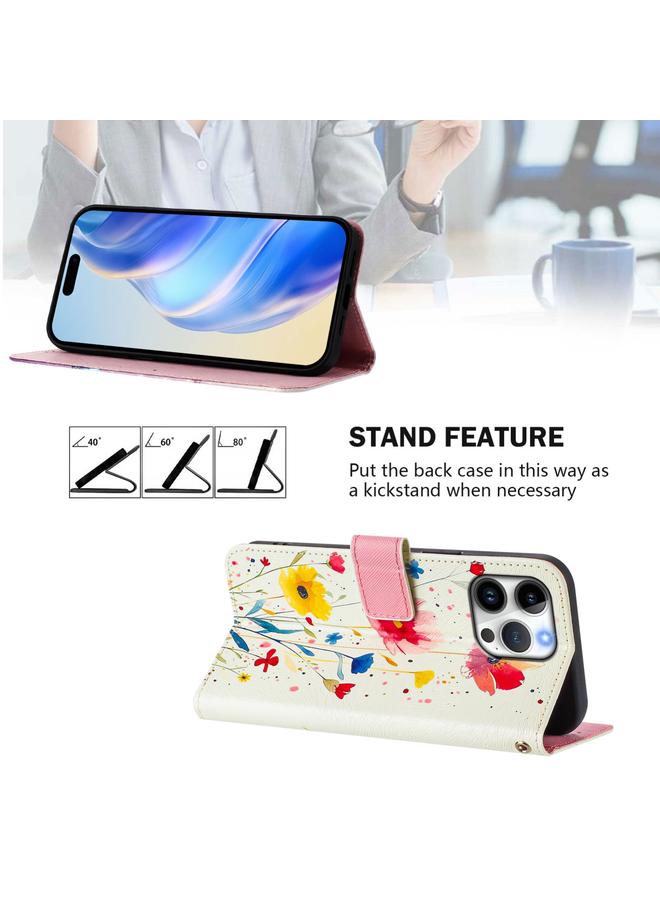 S-TOP Case For iPhone 16 Pro Max Art Colored Drawing Pattern Leather Phone Case - Image 3