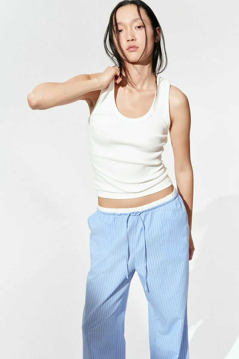 H&M Double-waistband poplin pyjama bottoms
