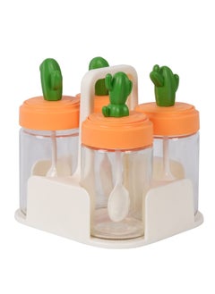 Set Of 4 Home Spice Container Jar Condiment Dispenser Salt carrot Organizer with 4 bottles Set for Herbs, Salt and Pepper