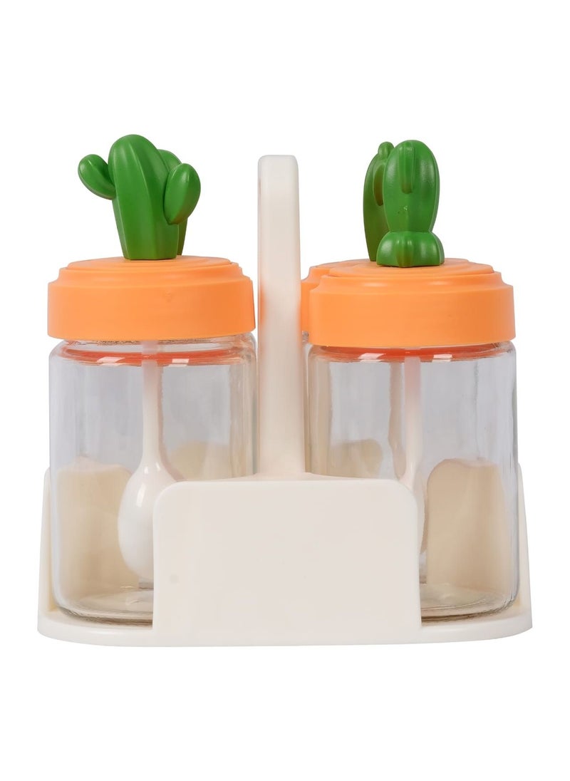 Generic - Set Of 4 Home Spice Container Jar Condiment Dispenser Salt carrot Organizer with 4 bottles Set for Herbs, Salt and Pepper - Image 1