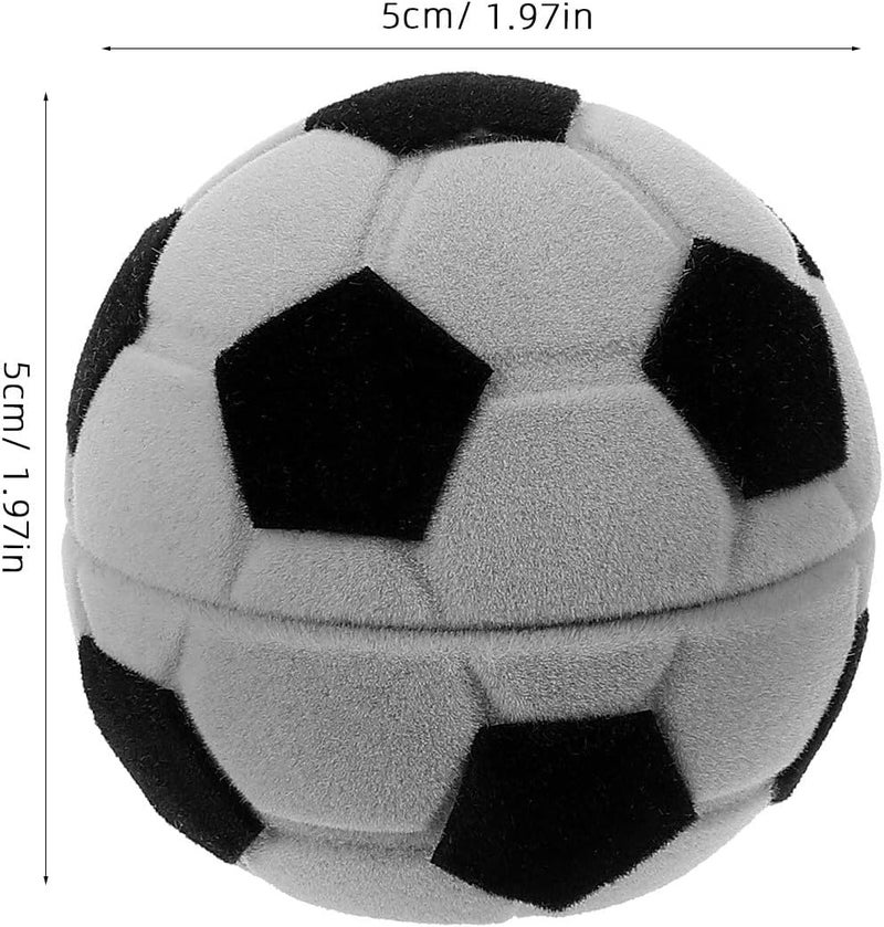 Velvet Soccer Ring Box with Flocking Fabric, Portable Jewelry Holder for Proposal and Wedding Ceremony, Gray Sports Ring Case for Men and Boys - Image 2