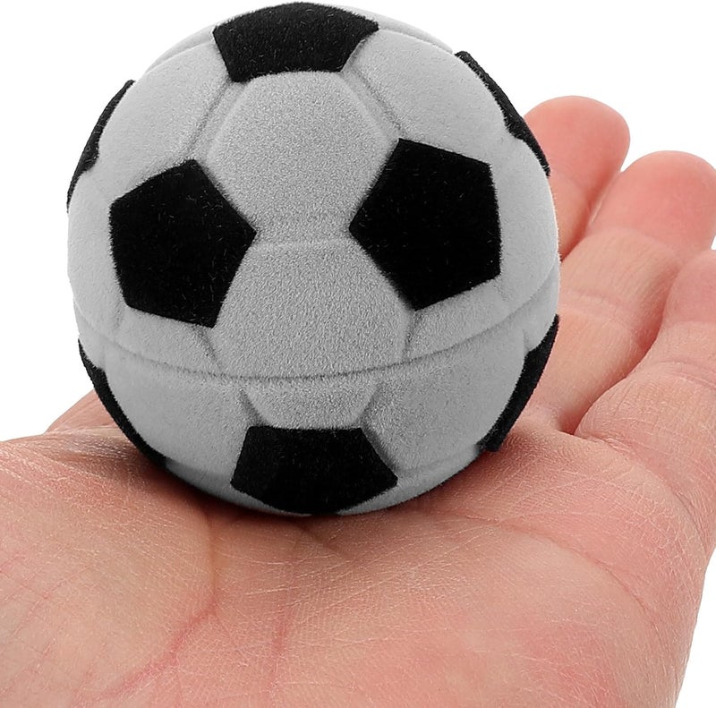 Velvet Soccer Ring Box with Flocking Fabric, Portable Jewelry Holder for Proposal and Wedding Ceremony, Gray Sports Ring Case for Men and Boys - Image 4